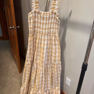 Abercrombie & Fitch Yellow Checkered Maxi Dress